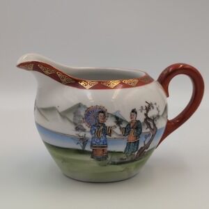 VTG‎ Japanese Milk Creamer Signed Red Mark Hand Painted Birds Rare